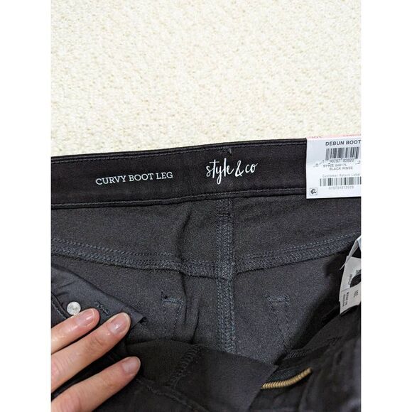 Style & Co Womens Curvy Fit Low Rise Bootleg Pants Dark Wash Black Size 10L NWT - Picture 3 of 5